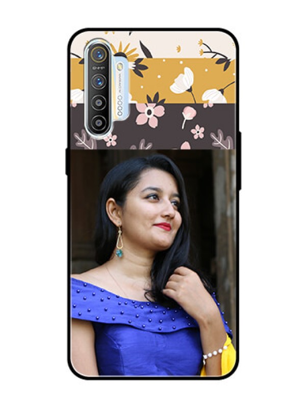 Custom Realme XT Custom Glass Phone Case  - Stylish Floral Design