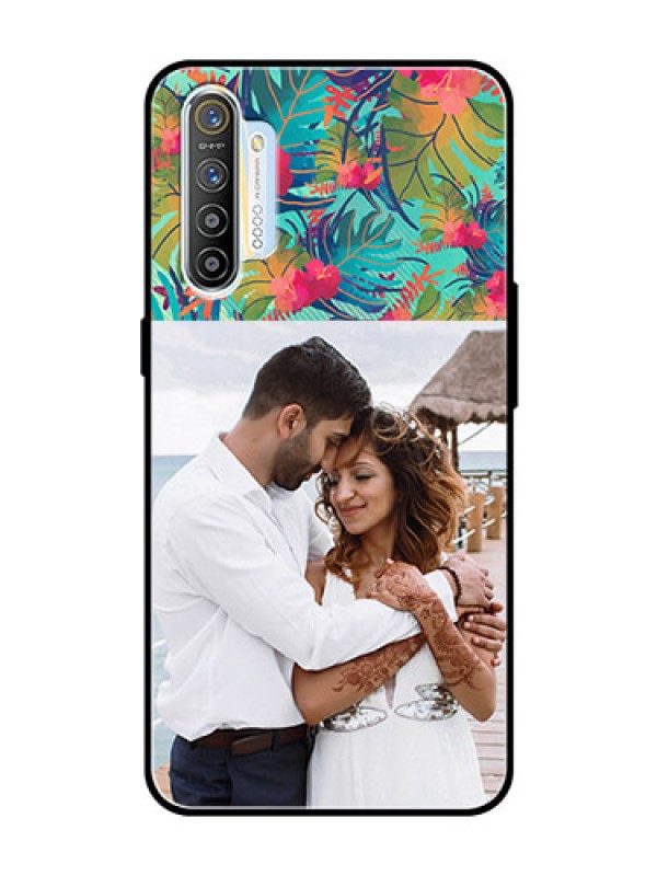 Custom Realme XT Photo Printing on Glass Case  - Watercolor Floral Design