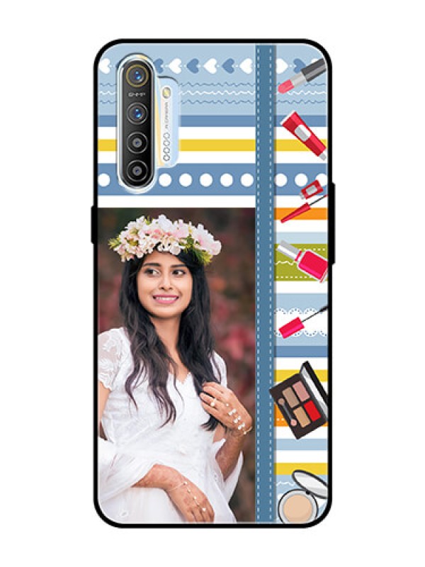 Custom Realme XT Personalized Glass Phone Case  - Makeup Icons Design