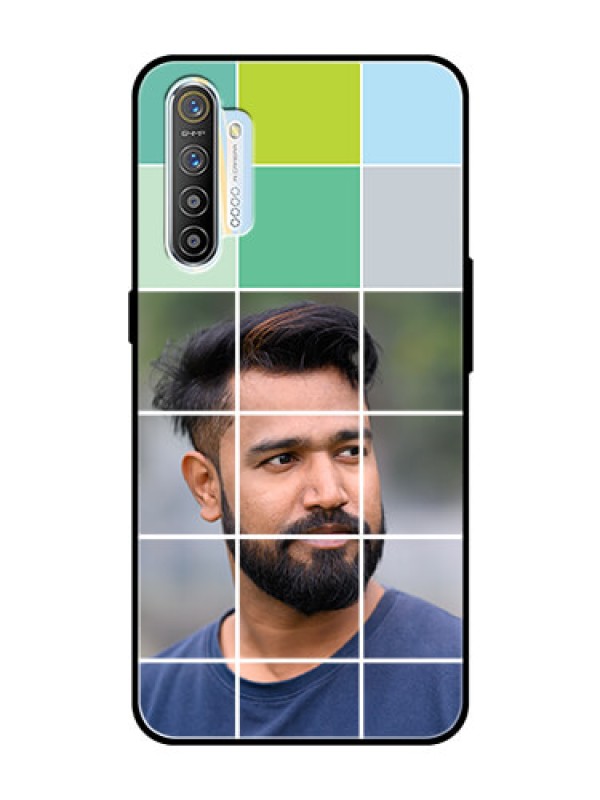 Custom Realme XT Photo Printing on Glass Case  - with white box pattern 