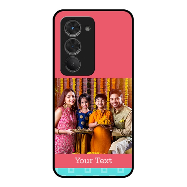 Redmi 15 5G Custom Glass Phone Case - Peach & Blue Color Design Redmi 15 5G Custom Glass Phone Case - Peach & Blue Color Design