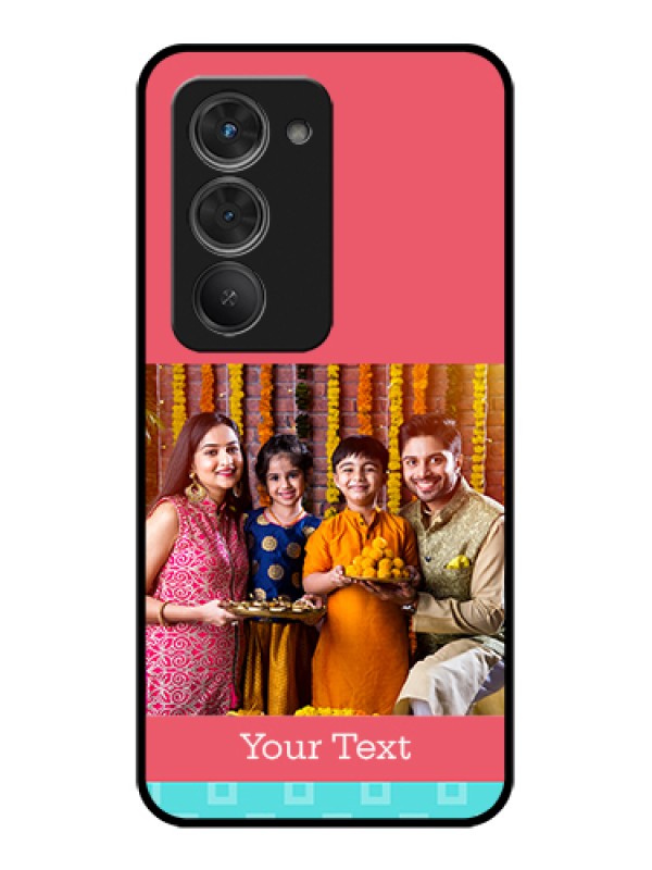 Custom Redmi 15 5G Custom Glass Phone Case - Peach & Blue Color Design