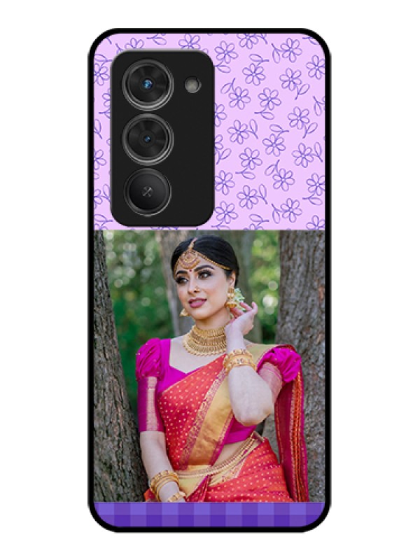 Custom Redmi 15 5G Custom Glass Phone Case - Purple Floral Design