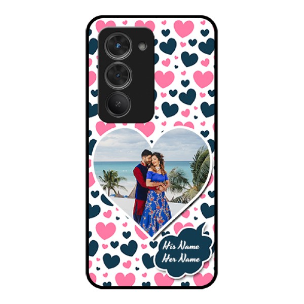 Redmi 15 5G Custom Glass Phone Case - Pink & Blue Heart Design