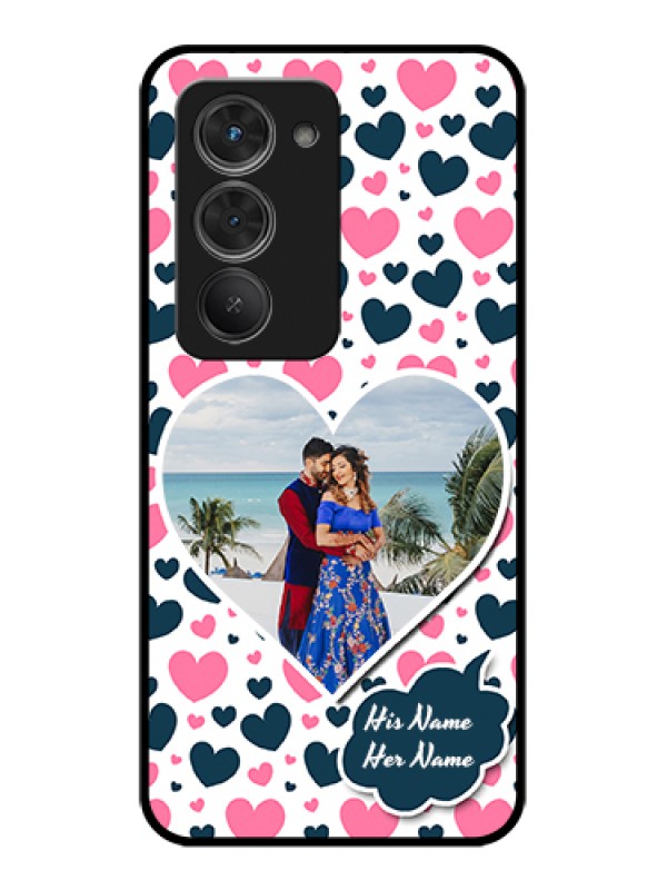 Custom Redmi 15 5G Custom Glass Phone Case - Pink & Blue Heart Design