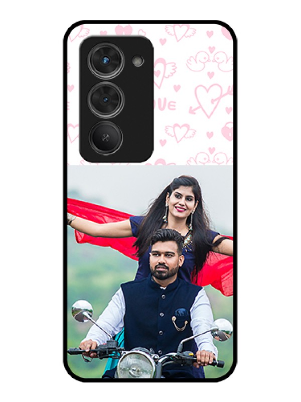 Custom Redmi 15 5G Custom Glass Phone Case - Pink Flying Heart Design