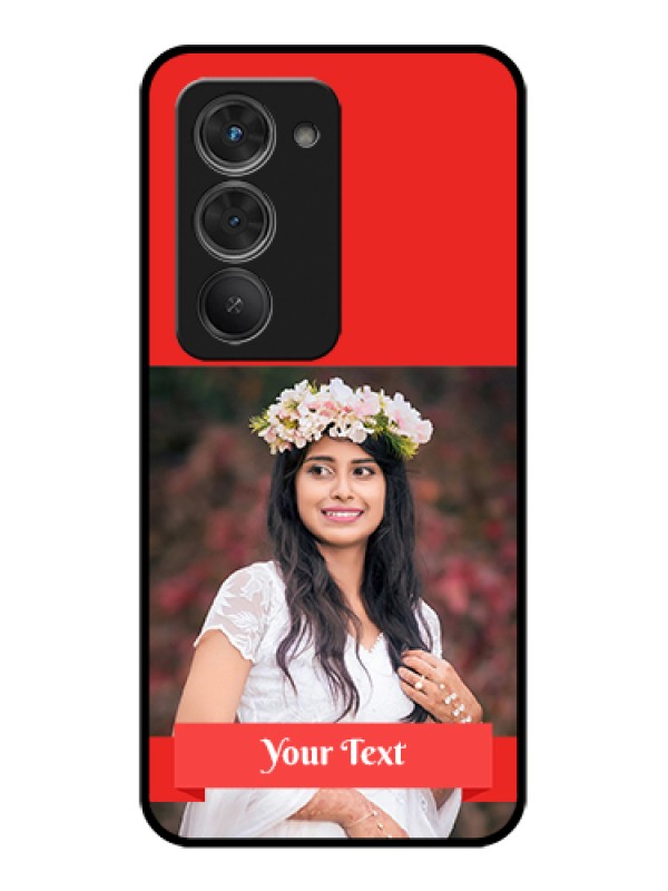 Custom Redmi 15 5G Custom Glass Phone Case - Simple Red Color Design