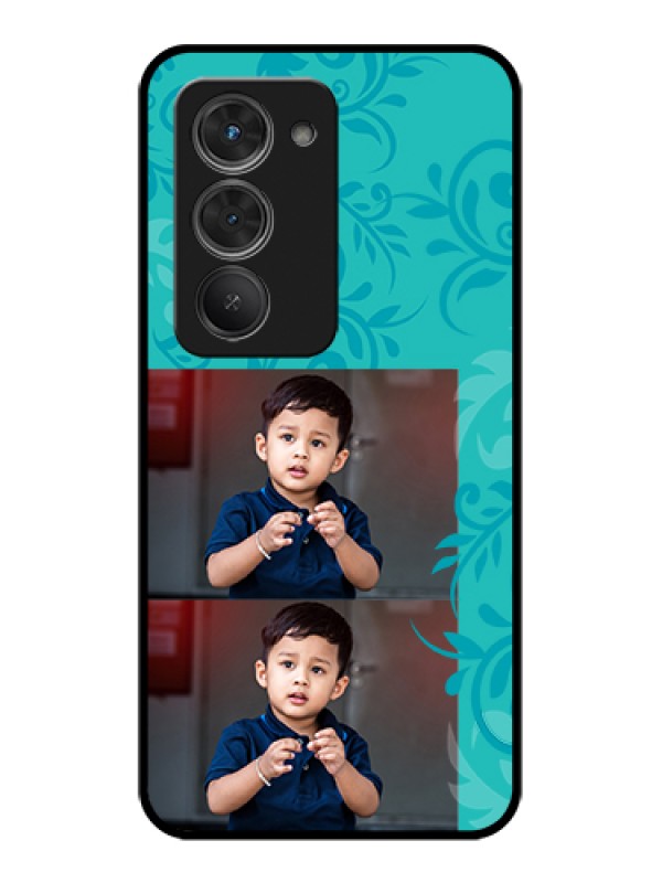 Custom Redmi 15 5G Custom Glass Phone Case - With Photo And Green Floral Design