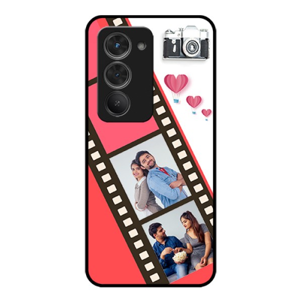 Redmi 15 5G Custom Glass Phone Case - 3 Image Holder With Film Reel Redmi 15 5G Custom Glass Phone Case - 3 Image Holder With Film Reel