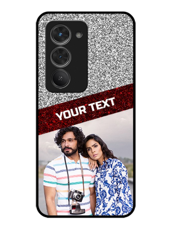 Custom Redmi 15 5G Custom Glass Phone Case - Image Holder With Glitter Strip Design