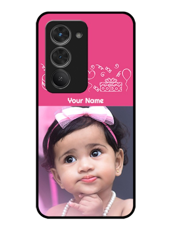Custom Redmi 15 5G Custom Glass Phone Case - With Birthday Line Art Design