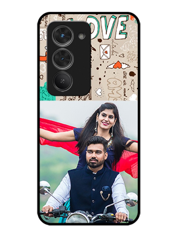Custom Redmi 15 5G Custom Glass Phone Case - Love Doodle Pattern