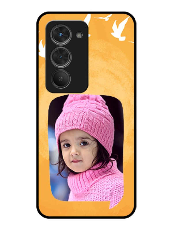 Custom Redmi 15 5G Custom Glass Phone Case - Water Color Design With Bird Icons