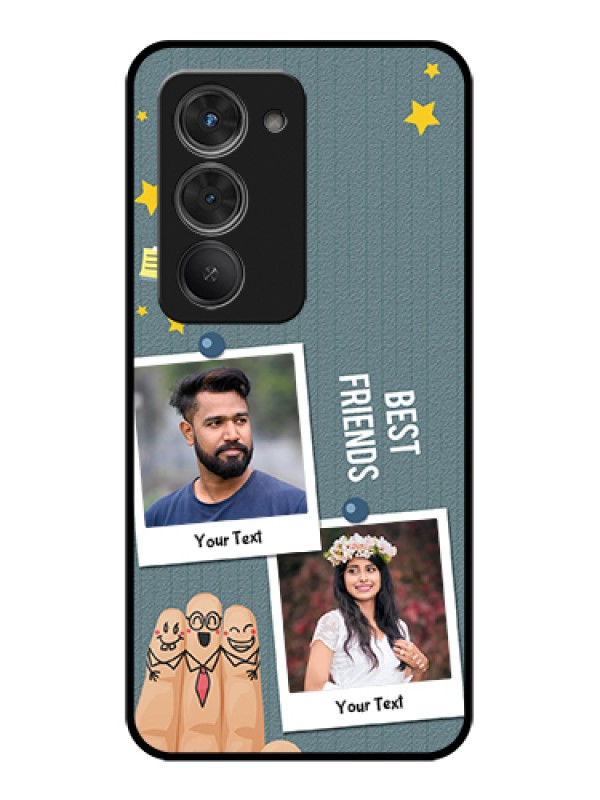 Custom Redmi 15 5G Custom Glass Phone Case - Sticky Frames And Friendship Design