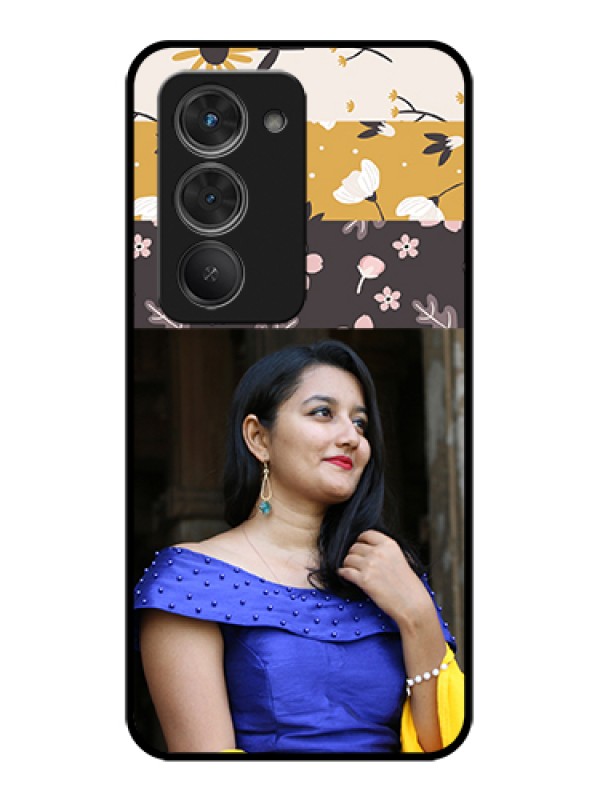 Custom Redmi 15 5G Custom Glass Phone Case - Stylish Floral Design