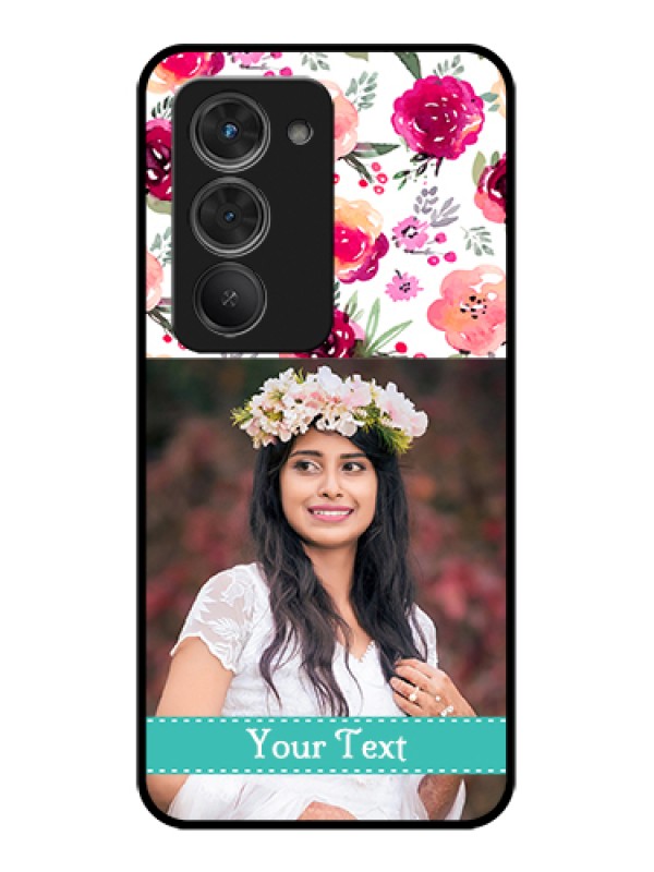 Custom Redmi 15 5G Custom Glass Phone Case - Water Colors Floral Design