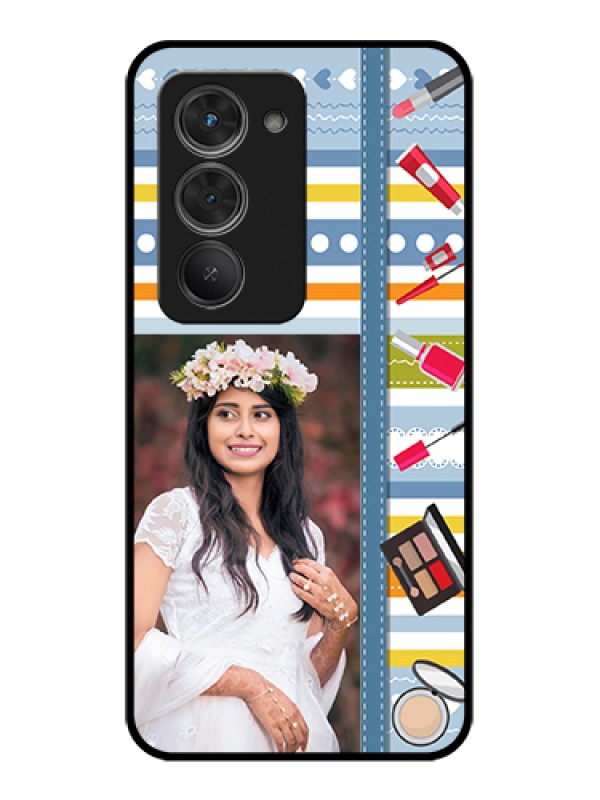 Custom Redmi 15 5G Custom Glass Phone Case - Makeup Icons Design