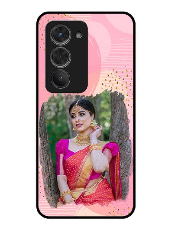 Custom Redmi 15 5G Custom Glass Phone Case - Gold Glitter Splash Design