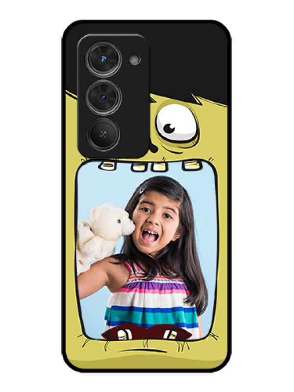 Custom Redmi 15 5G Custom Glass Phone Case - Cartoon Monster Back Case Design