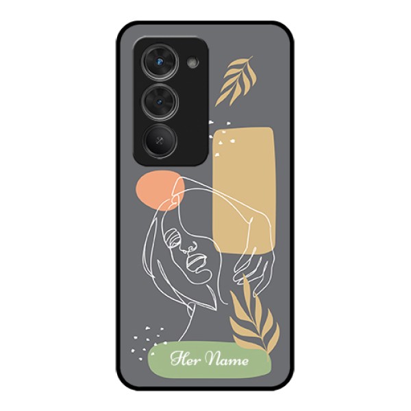 Redmi 15 5G Custom Glass Phone Case - Gazing Woman Line Art Design Redmi 15 5G Custom Glass Phone Case - Gazing Woman Line Art Design