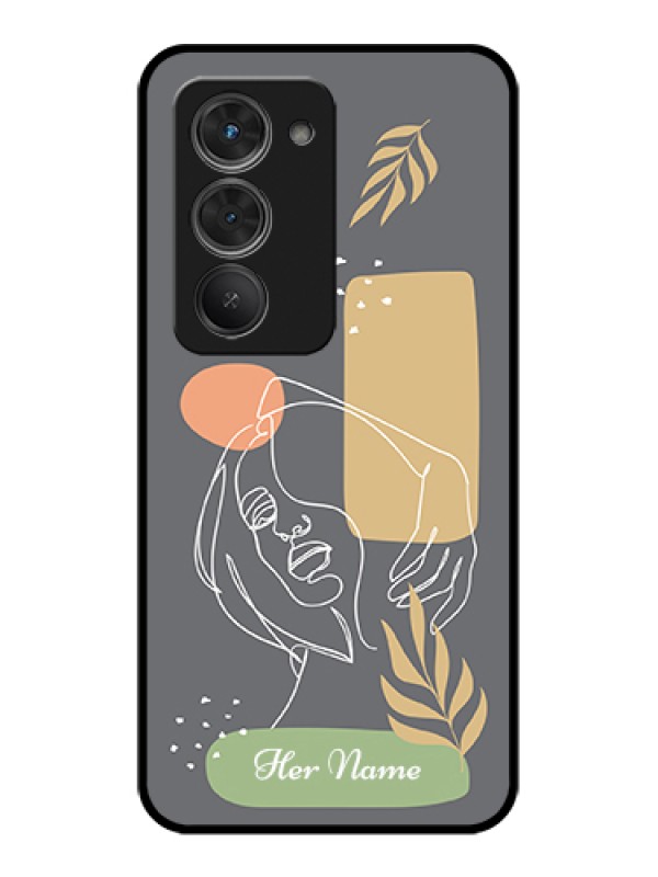 Custom Redmi 15 5G Custom Glass Phone Case - Gazing Woman Line Art Design