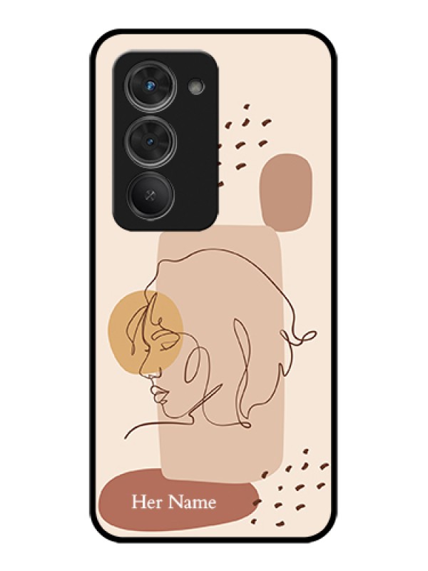 Custom Redmi 15 5G Custom Glass Phone Case - Calm Woman Line Art Design