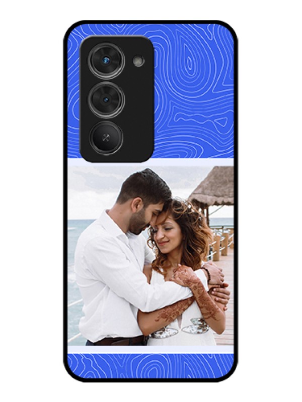 Custom Redmi 15 5G Custom Glass Phone Case - Curved Line Art With Blue And White Design