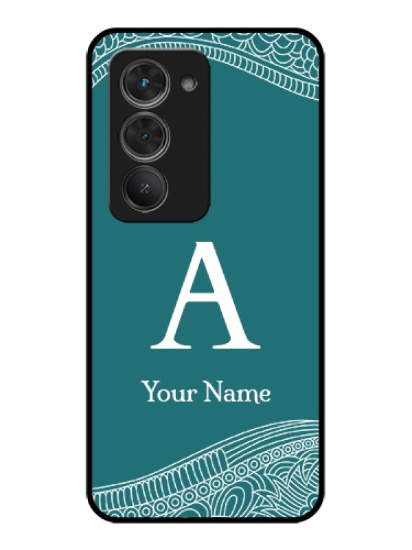 Custom Redmi 15 5G Custom Glass Phone Case - Line Art Pattern With Custom Name Design