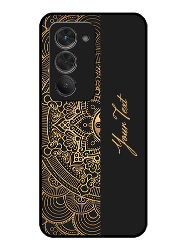 Custom Redmi 15 5G Custom Glass Phone Case - Mandala Art With Custom Text Design