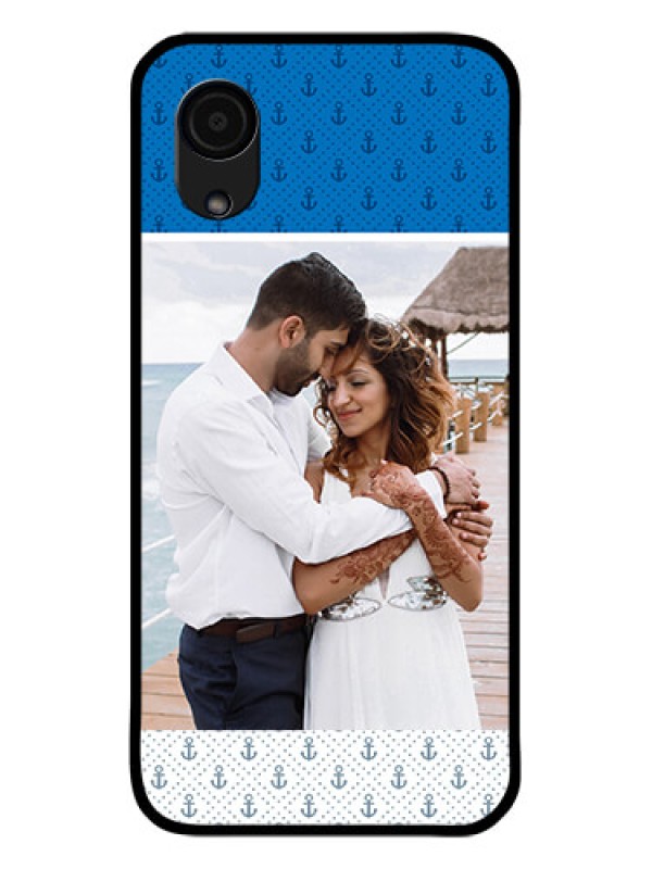 Custom Galaxy A03 Core Photo Printing on Glass Case - Blue Anchors Design
