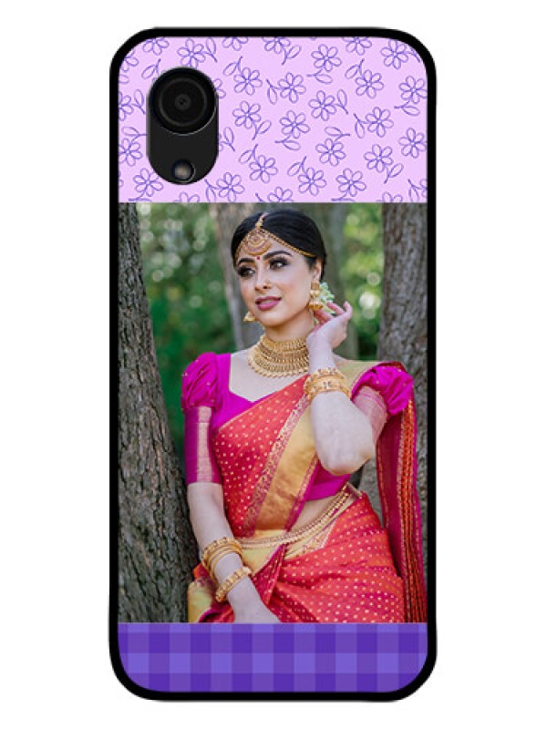 Custom Galaxy A03 Core Custom Glass Phone Case - Purple Floral Design