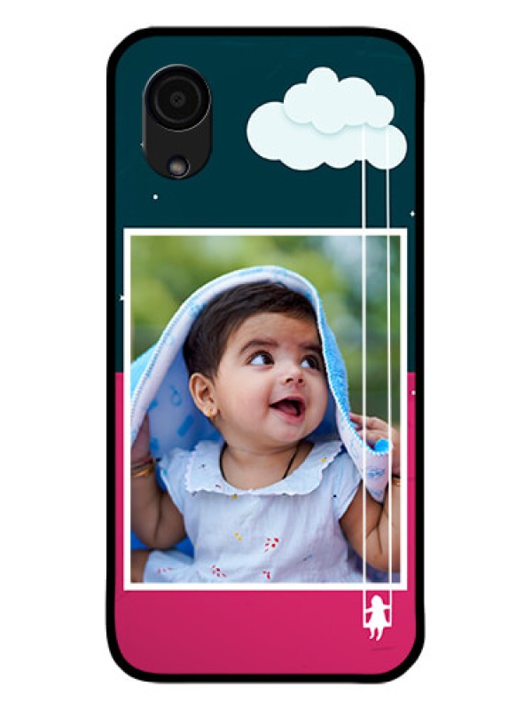 Custom Galaxy A03 Core Custom Glass Phone Case - Cute Girl with Cloud Design