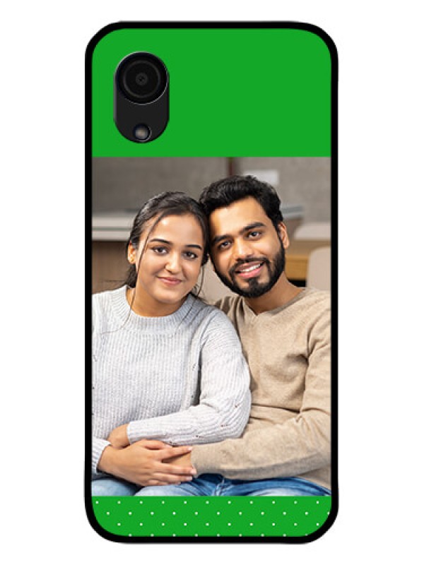 Custom Galaxy A03 Core Personalized Glass Phone Case - Green Pattern Design