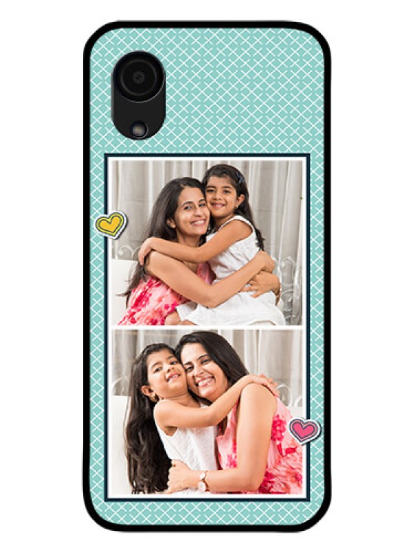Custom Galaxy A03 Core Custom Glass Phone Case - 2 Image Holder with Pattern Design