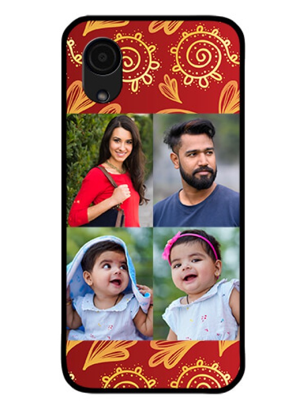 Custom Galaxy A03 Core Photo Printing on Glass Case - 4 Image Traditional Design