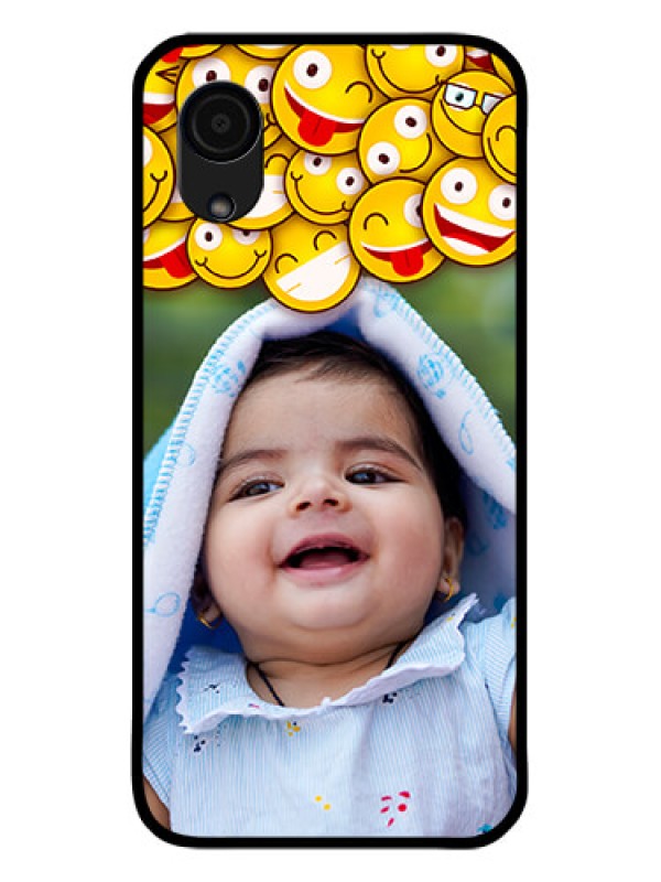 Custom Galaxy A03 Core Custom Glass Mobile Case - with Smiley Emoji Design