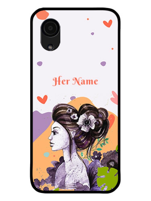Custom Galaxy A03 Core Personalized Glass Phone Case - Woman And Nature Design