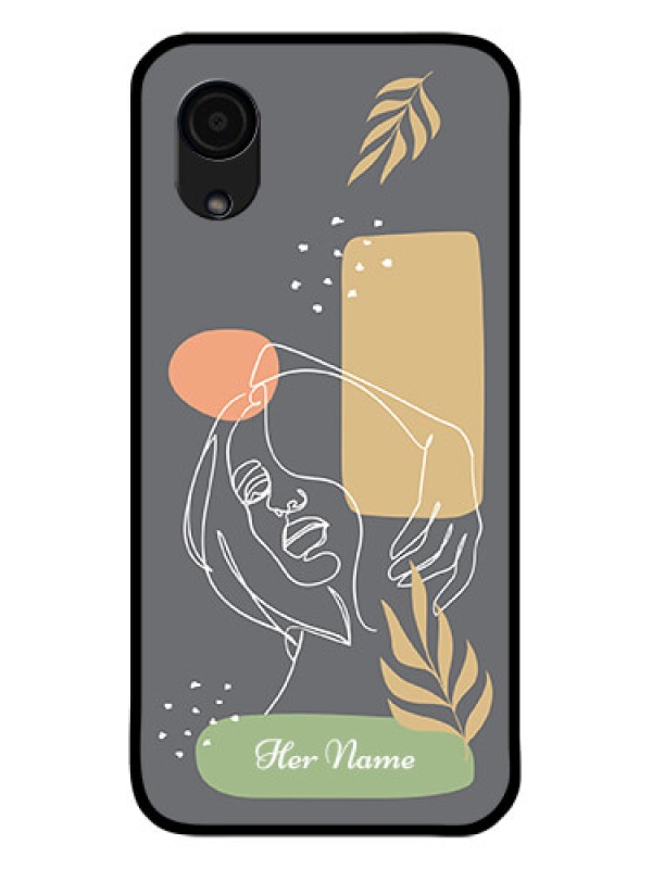 Custom Galaxy A03 Core Custom Glass Phone Case - Gazing Woman line art Design