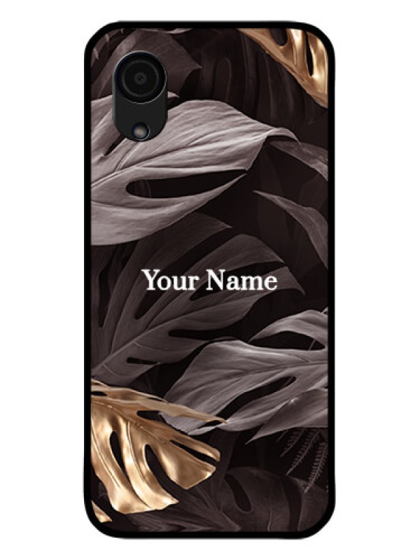 Custom Galaxy A03 Core Personalised Glass Phone Case - Wild Leaves digital paint Design