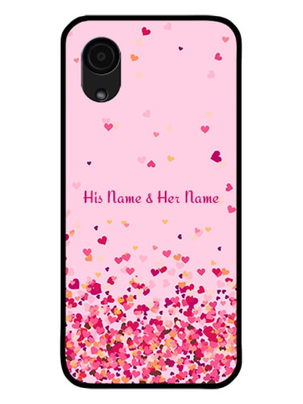 Custom Galaxy A03 Core Photo Printing on Glass Case - Floating Hearts Design