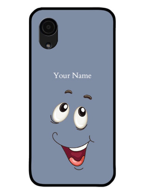 Custom Galaxy A03 Core Photo Printing on Glass Case - Laughing Cartoon Face Design