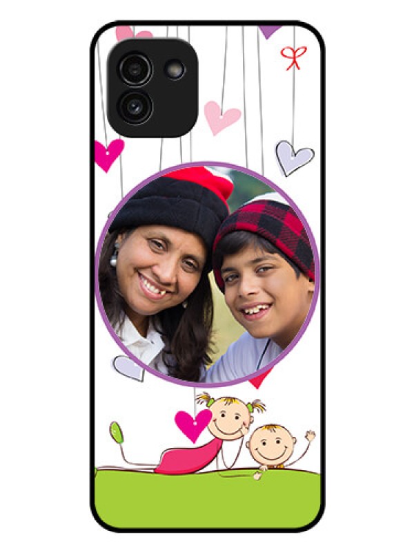Custom Galaxy A03 Photo Printing on Glass Case - Cute Kids Phone Case Design