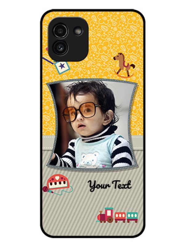 Custom Galaxy A03 Personalized Glass Phone Case - Baby Picture Upload Design