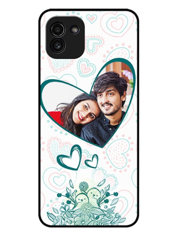 Custom Galaxy A03 Photo Printing on Glass Case - Premium Couple Design