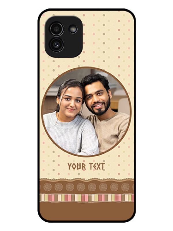 Custom Galaxy A03 Custom Glass Mobile Case - Brown Dotted Mobile Case Design