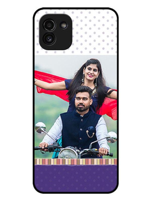 Custom Galaxy A03 Photo Printing on Glass Case - Cute Family Design