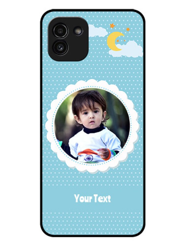 Custom Galaxy A03 Personalised Glass Phone Case - Violet Pattern Design