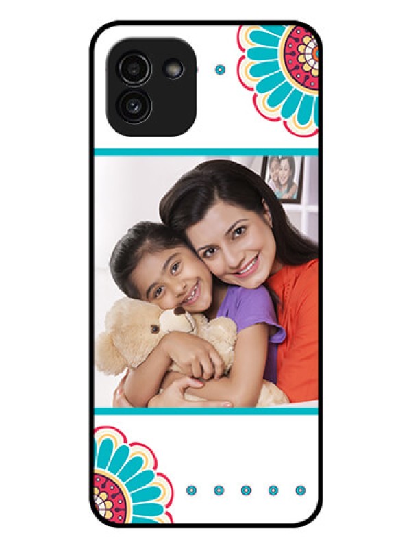 Custom Galaxy A03 Custom Glass Phone Case - Flower Design