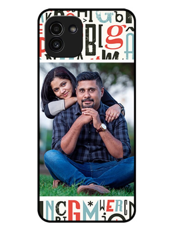 Custom Galaxy A03 Personalized Glass Phone Case - Alphabet Design