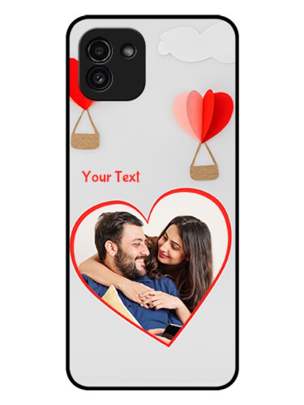 Custom Galaxy A03 Custom Glass Mobile Case - Parachute Love Design